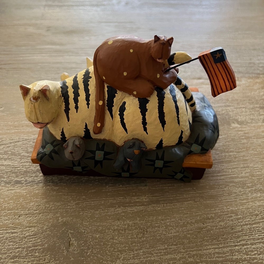 Williraye Studio Cats Figurine American Flag Folk Art Figure Statue WW1318 Y2K
